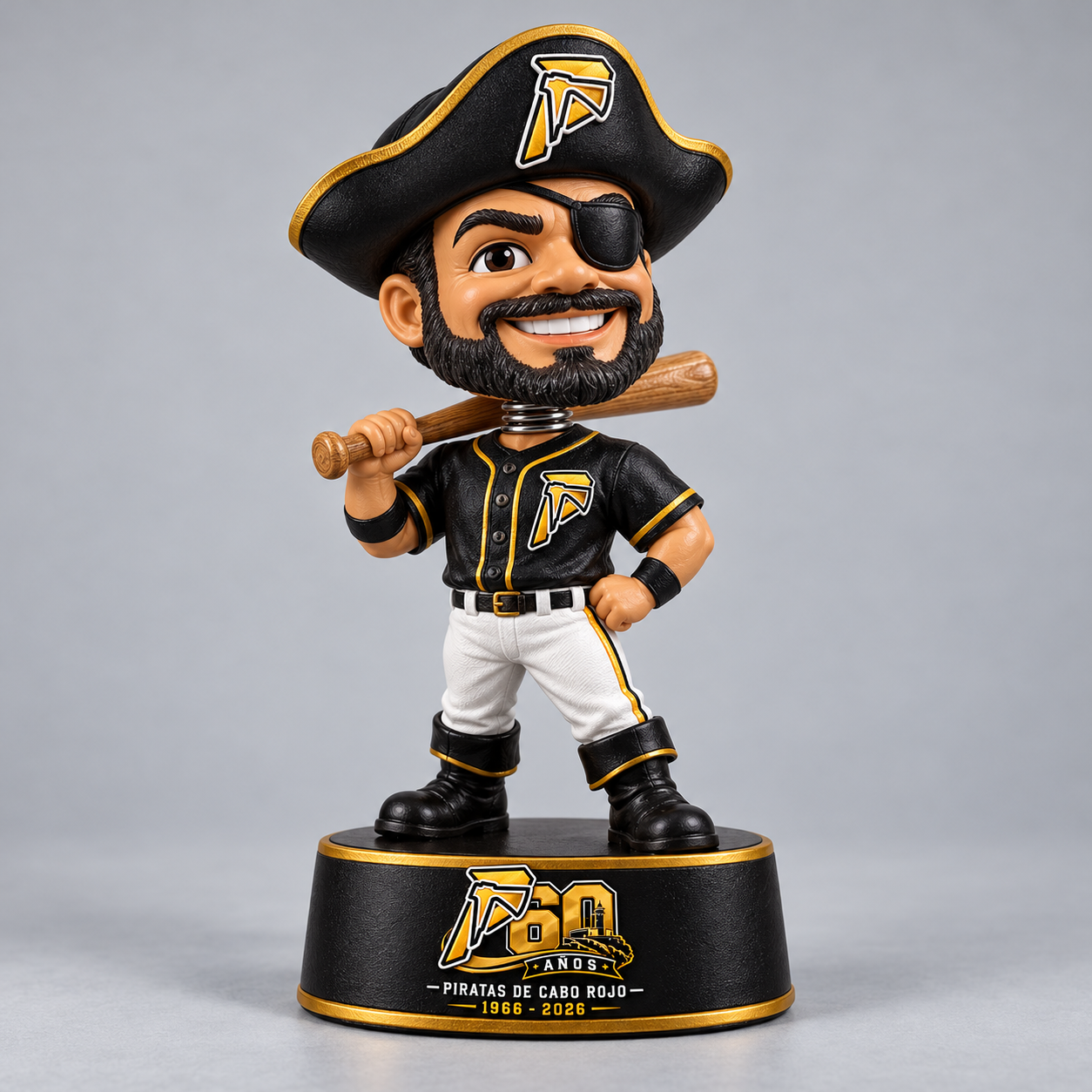 Bobblehead pirata conmemorativo de los 60 años de los Piratas de Cabo Rojo