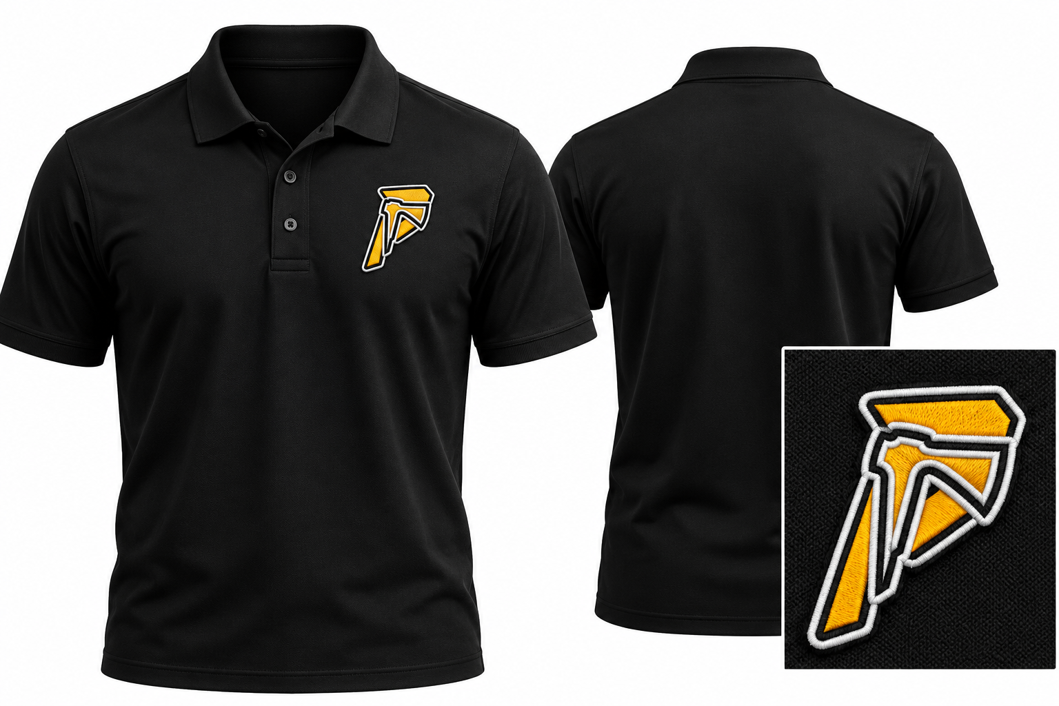 Polo Piratas negra con logo bordado